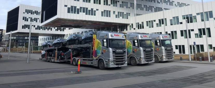A few of our modern car logistics trucks in Oslo